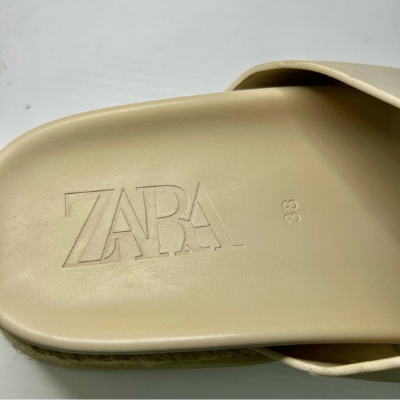 Zara Cream Chunky Platform Y2K 90’s Slide Sandals Sz 38 EU - Picture 10 of 12